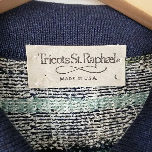 VTG Tricots St Raphael Men Sweater L Textured USA Gorp Preppy Eclectic Grandpa